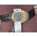 belt split leather black braided goldtone buckle stone western Photo 3