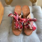 Dolce Vita Aleeya Red Floral Scarf Tie Leather Block Heel Peep Toe Sandals 8.5 Photo 3