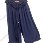 Ocean Drive  Beach Pants Ladies Sz Small Blue w/mirrored Detailing Fringe Photo 2