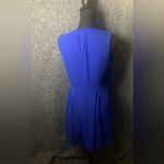 EXPRESS blue sleeveless hidden side zip flare eyelet shoulders dress Size 8 Photo 8