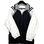 Lavon Vintage Nylon Windbreaker Jacket Womens XL Black White Houndstooth 90s Photo 1