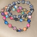 Viva Beads Colorful Beaded Stretch Bracelets Artisans Polymer Clay Set Of 3 Silver Photo 7