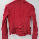 6 Degrees VTG Y2K Cropped Jacket Juniors M Red Layered Ruffle Back Fitted Button Photo 1