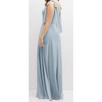Dessy NWT SZ 4 Regular BOW SHOULDER SQUARE NECK CHIFFON MAXI DRESS in Mist Blue Photo 1
