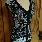 Vtg Y2K black floral sexy top Photo 10