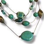 Chico's Chico’s Women’s Necklace Earrings Set Multi Strand Turquoise Gold 12” Length Photo 7