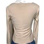 Pink Rose Beige Square Neck Long Sleeve Top Size M New Stretch Shirt Photo 3