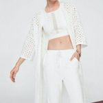 Carbon38 Eyelet Crochet White Kimono Duster Robe Cardigan Belted Size XS NWT Photo 2