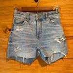 American Eagle Outfitters Stretch Mom Jean High Rise Cut Off Denim Shorts 0 Photo 0