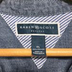 Karen Scott  Short Sleeve Denim Button Up Top Photo 1