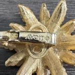 Vintage Avon Clip Earrings Flower Starburst Gold Tone Signed Photo 2