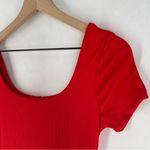 Haute Monde ‎ Red Stretch Ribbed Jersey Knit Side Slit Bodycon Scoop Maxi Dress S Photo 3