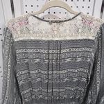 Flying Tomato  Boho Aztec Print Embroidered Lace Trimmed Smocked Waist Dress M Photo 5