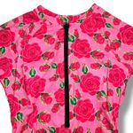 Betsey Johnson Womens One Piece Swimsuit Scuba Knit Half Zip Long Sleeve Pink M Photo 1