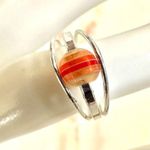 Silver tone orange beaded toe ring Photo 4