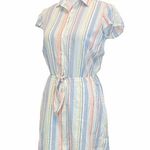 J.Crew NWT!  Merchantile Multicolor Stripe Drawstring Short Sleeve Retro Dress Photo 4