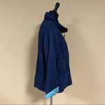 Tahari 🛍️ Navy Blue Mint 3/4 Sleeve Hoodless High Collar Ruffle Frill Jacket L Photo 6