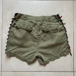 ZARA Green Woven Embroidered Tassel Shorts Size 4 Photo 1