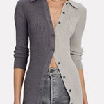 STAUD  Milton Fama Gray Colorblock Ribbed Long Sleeve Shirt S Photo 0