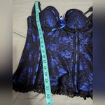 Frederick's of Hollywood NWOT Y2K  Lace Corset Top Women's Large Blue/Black Photo 7
