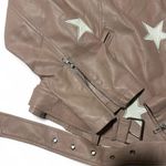 Zenana Blush Leather Jacket with White Stars Photo 1