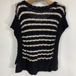 Free People  Black Cream StripedSweater Sz Small Photo 3