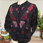 Classic Elements  Embroidered Plaid Floral Cardigan Sweater - XL Photo 1