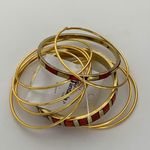 Gold & Red Bangle Bracelet Set Women’s Enamel & Metal Stackable Indian Jewelry N Photo 0