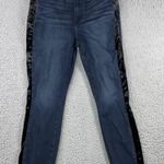 Good American Jeans Women 12/31 Good Waist Crop Velvet Side Stripe Stretch Photo 0