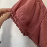 Rue 21 pink cropped top summer rayon dusty rose frilled puffed sleeve size large Photo 3