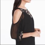 White House | Black Market Black Floral Embroidered Cold Shoulder Top XS NWT Photo 3