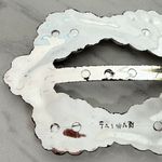 Vintage Metallic Silver Scarf Slide Shirt Tie Bar Belt Buckle Photo 5