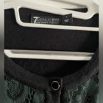 7th Avenue Design Studio Black and Green floral Lace Long Sleeve Cardigan Size S Photo 1