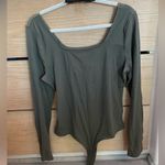 Madewell  Square-Neck Thong Bodysuit Olive Green size XL Photo 2