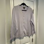 Eddie Bauer  Size XXL Pale Blue Angora Lambs Wool Crew Neck Button Cardigan Photo 3