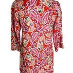 Boden Evangeline Linen Tunic Dress in Red Pop Mexican Paisley Size 4 petite Photo 8