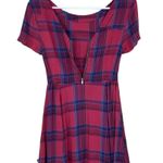 Volcom Red Plaid Short Sleeve Mini Skater Dress Photo 9