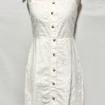 ZARA Eyelet Tie Strap Button Front Mini Dress 7521/341/250 White Size Medium Photo 5