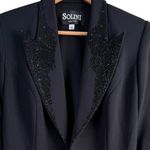 Solini New York Vintage 90s Embellished Beaded Black Blazer Jacket, Size 4 Black Photo 1