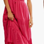 Free People NEW  Taking Sides Tiered Cotton Maxi rose bright pink Dress sz S Photo 0