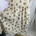 Cloud Ten Women's Large Linen Blend Dress Cream Black Floral Print Pockets New Photo 4