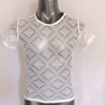 Forever 21  White Stretch Mesh Short Sleeve Shirt Photo 1