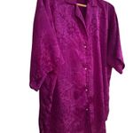 Victoria's Secret VICTORIA’S SECRET Gold Label 80’s Plum Damask Satin Oversized Night Shirt Sz M/L Photo 2