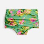 J.Crew New Green Floral Ruched High Waist Bikini Swim Bathing Suit Bottom XXS Photo 1
