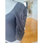 Free People  Grey Crochet Lace Long Sleeve Scoop Neck Henley Top Photo 3