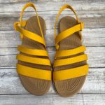 Crocs Tulum Sandals Sz 7 Canary Yellow Strappy Ankle Buckle Flat Comfort Casual Photo 5