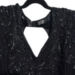 Vintage Right Choice Silk Beaded Gown Black Evening Dress 1980s Made in India Size 6 Photo 5