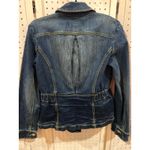 London Jean Double Breasted Denim Jacket Blue Yellow Stitching Women's XS Photo 8