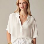 J.Crew NWT Bungalow Popover Top Crepe de Chine Ivory Photo 0