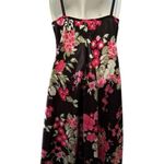 Cacique Floral Black Lace Trim Long Satin Nightgown Sz 18/20 Black and Pink SEXY Photo 3